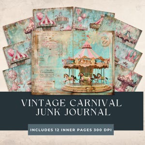 Vintage Carnival Junk Journal Pages | Circus  Collage Sheet | Circus Ephemera | Carnival Junk Journal Printables | Carousel Digital Paper