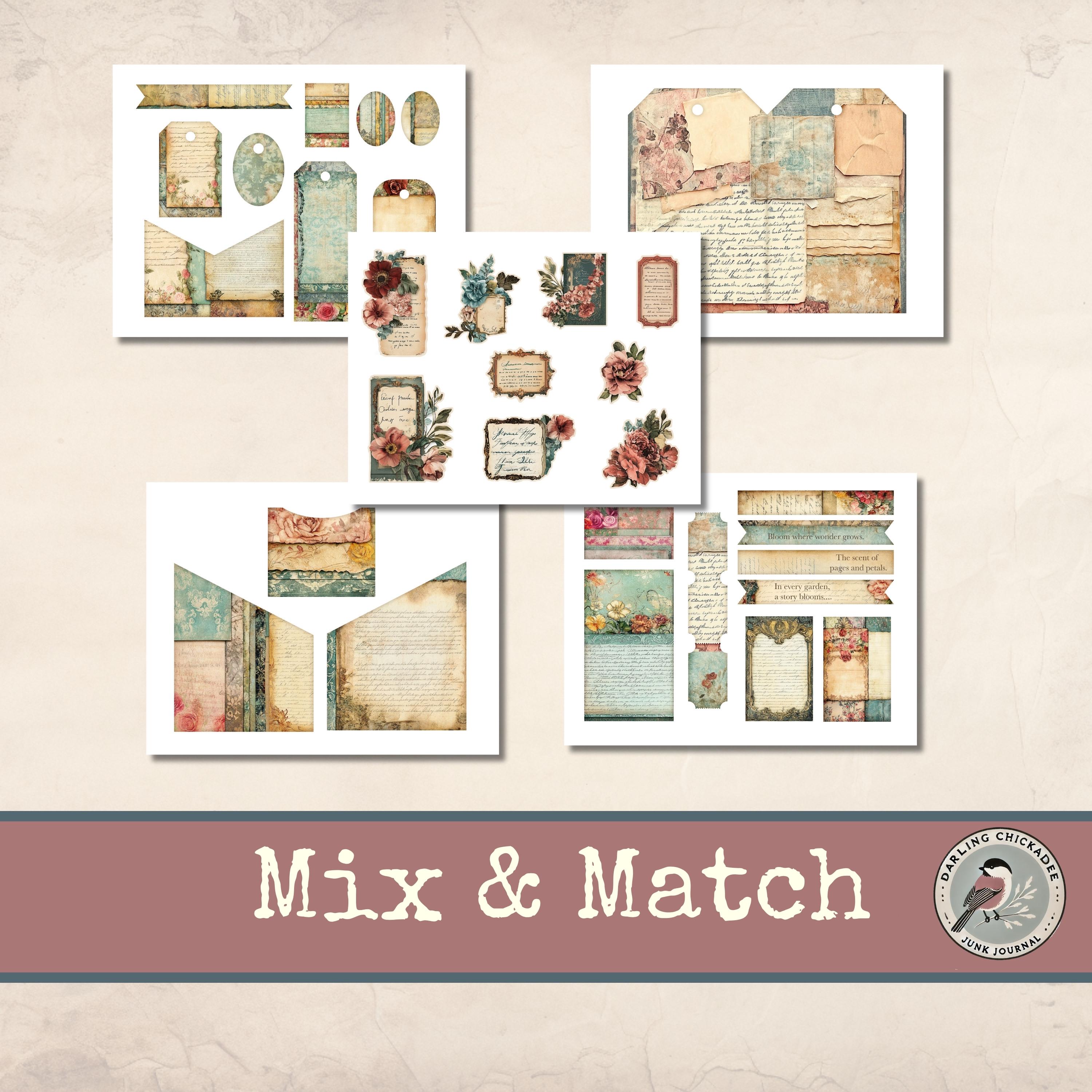 Shabby Chic Loaded Tag Kit | Printable Vintage Ephemera | Floral Layers ...