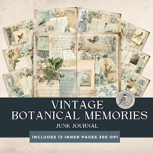 Vintage botanische herinneringen ongewenste dagboek | Plakboekpapier met bloemen| Op de natuur geïnspireerde printables | Vintage brievencollage | Romantische ambachten