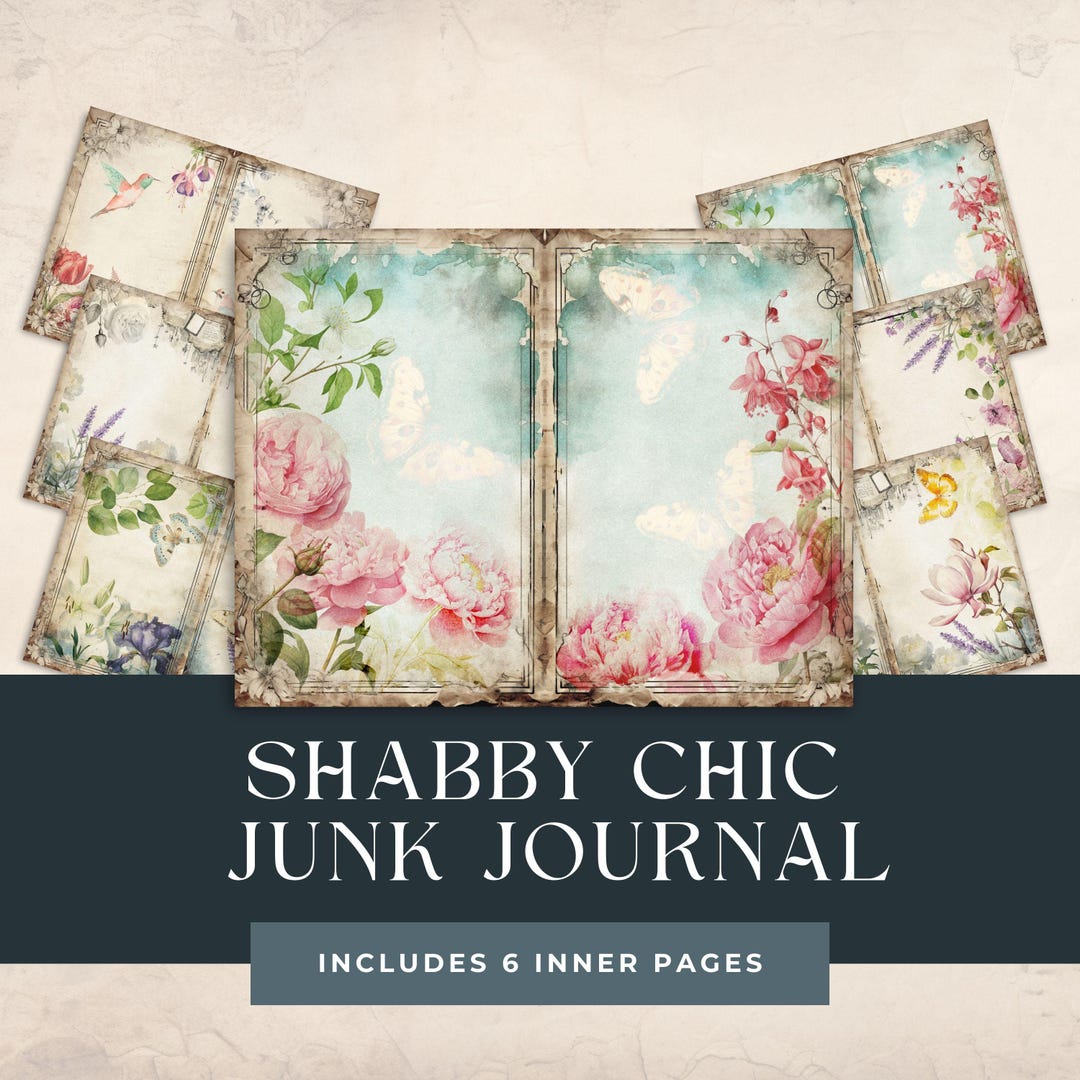 Digital Download | Shabby Chic Floral Junk Journal Digital Pages ...