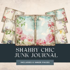 Digital Download | Shabby Chic Floral Junk Journal Digital Pages | Printable Floral Journal | Digital Papers | Vintage Roses | Shabby Peony