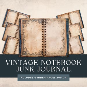 Vintage Notizbuch Junk Journal | Dekoratives gefüttertes Junk Journal | Spiralblock | Altes Papier | Vintage Hintergrundpapier | Vintage Seiten
