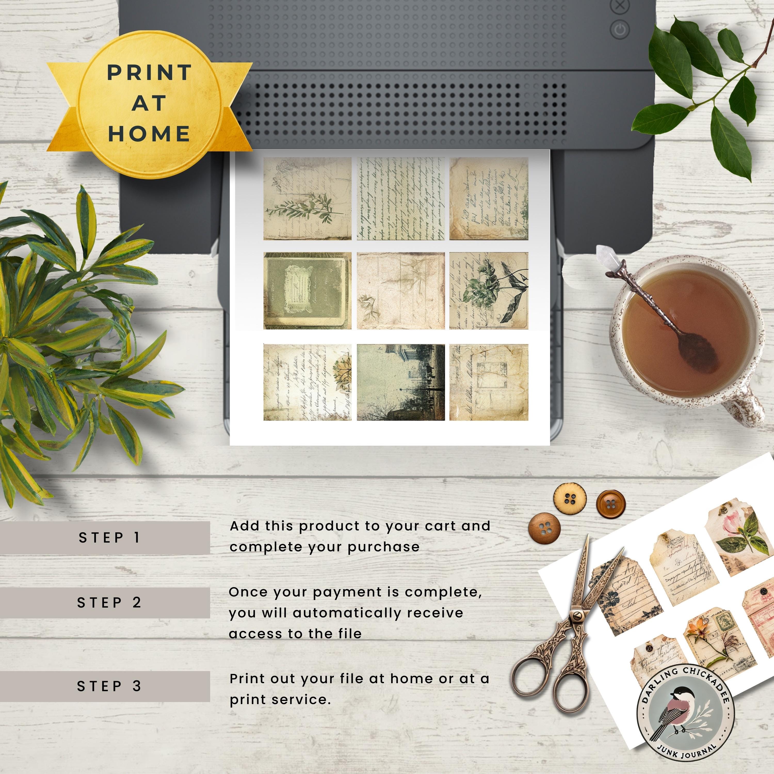 Vintage Botanical Junk Journal Kit | Floral Scrapbook Pages | Digital ...
