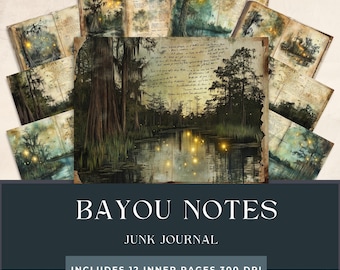 Ethereal Swamp Junk Journal | Firefly Swamp Scrapbooking Pages | Mystical Pond Printables | Bayou Notebook | Nature Paper Craft