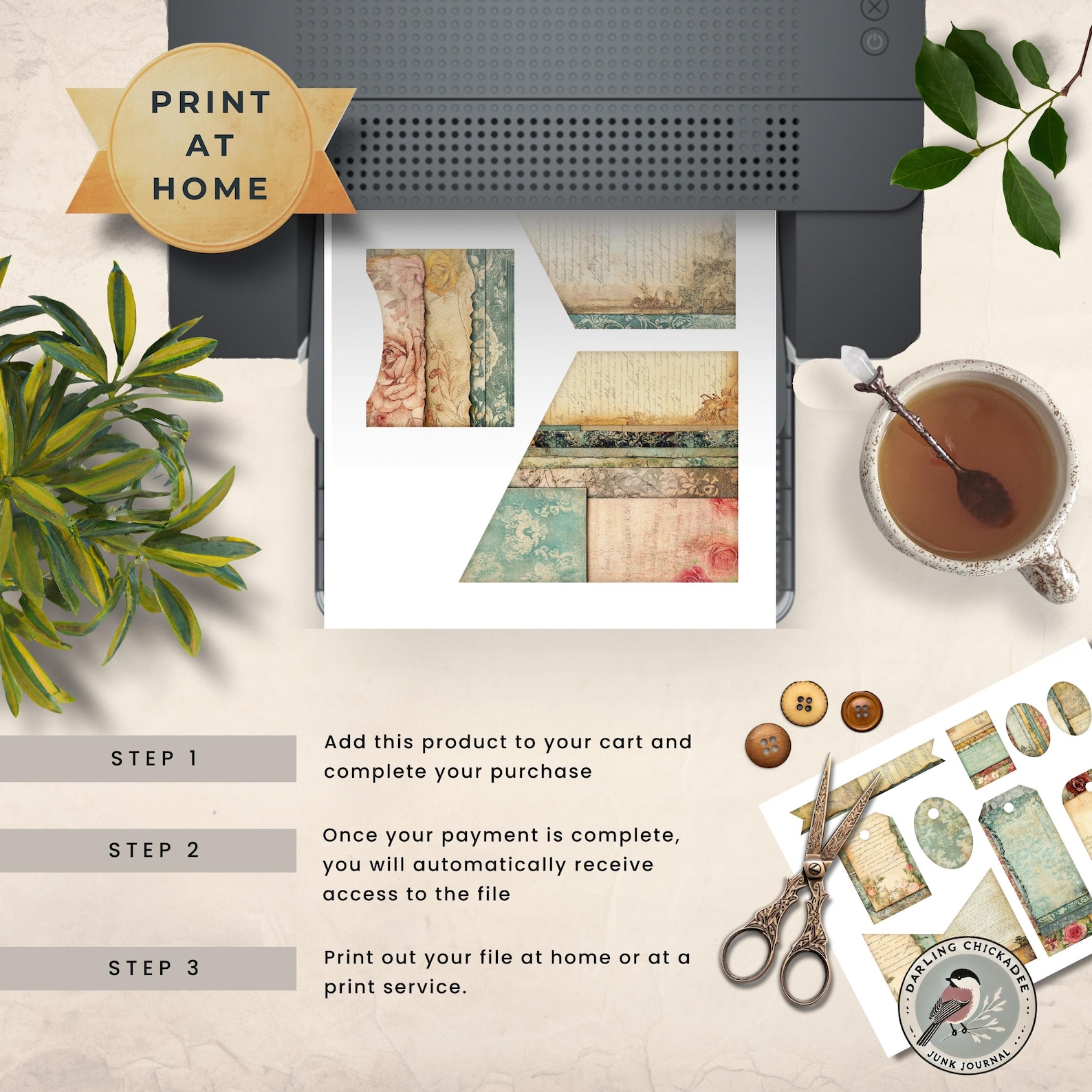Loaded Tag Insert Shabby Chic Loaded Tag Kit | Printable Vintage Ephemera | Floral Layers ...