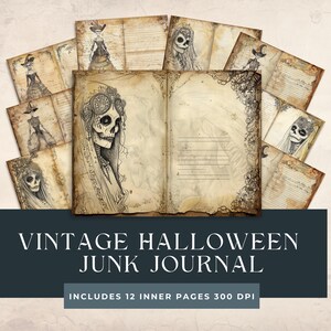 Vintage Junk Journal Kit | Dia De Los Muertos Journal Seiten | Halloween Printables | Tag der Toten Digitales Journal Download