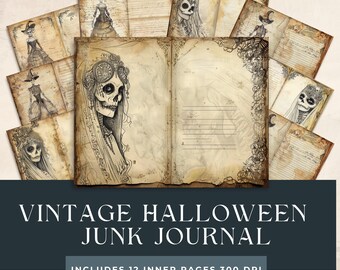 Vintage Junk Journal Kit | Dia De Los Muertos Journal Pages | Halloween Printables | Day Of The Dead Digital Journal Download