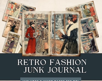 Retro Fashion Journal Pages | Retro Ladies Scrapbooking | Vintage Hats Papers | Vintage Dresses Printable | Retro Fashion Collage