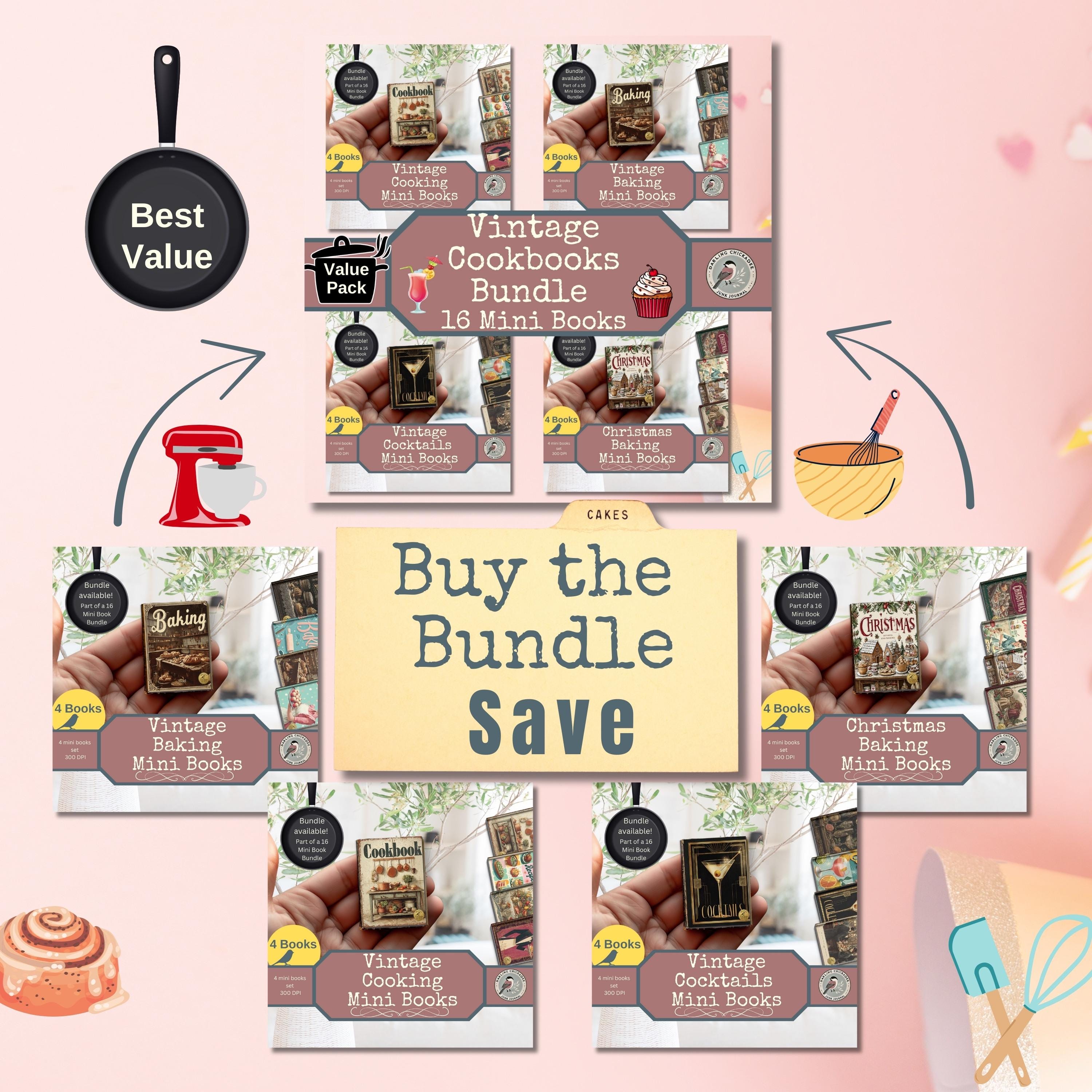 Vintage Baking 4 Mini Books | Printable Retro Recipe Book Set for Junk ...