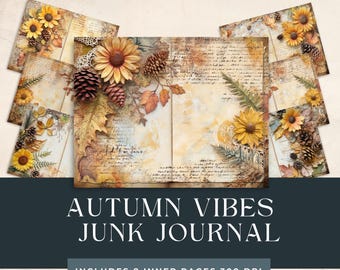 Autumn Vibes Junk Journal Kit | Digital Papers Autumn | Autumn Leaves  Digital Papers | Fall Junk Journal Pages | Fall Collage Sheet