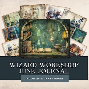 Junk Journal | Zauberer | Zauberwerkstatt | Zauberhafte Schule | Fantasy Scrapbook Papier| Hexerei Journal Seiten | Sofortige digitale Downloads