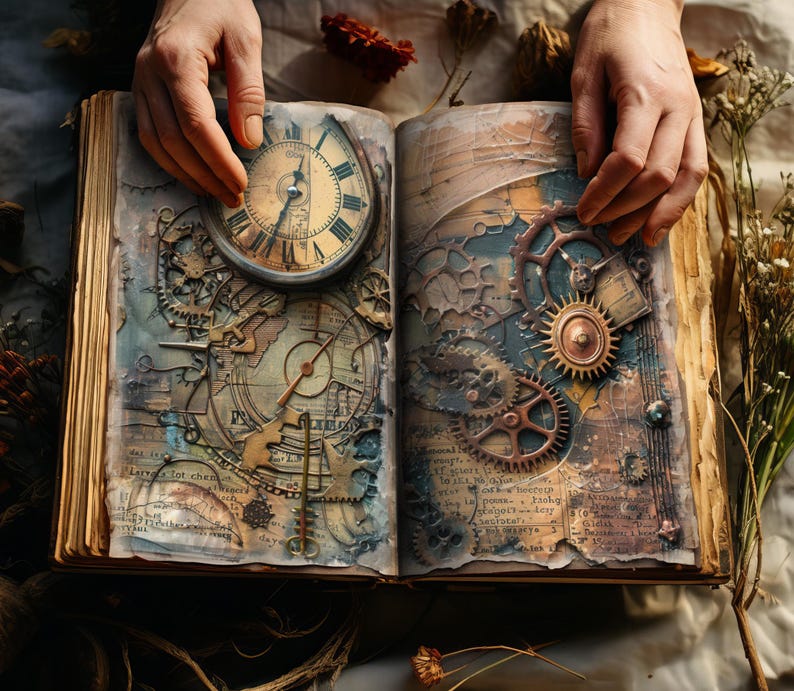 Steampunk Clocks Notebook Junk Journal | Victorian Steampunk Scrapbook ...