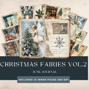 Diario de hadas navideñas vol. 2 / Páginas de hadas navideñas antiguas / Manualidades de temporada / Papel mágico para álbumes de recortes navideños / Kit de hadas navideñas