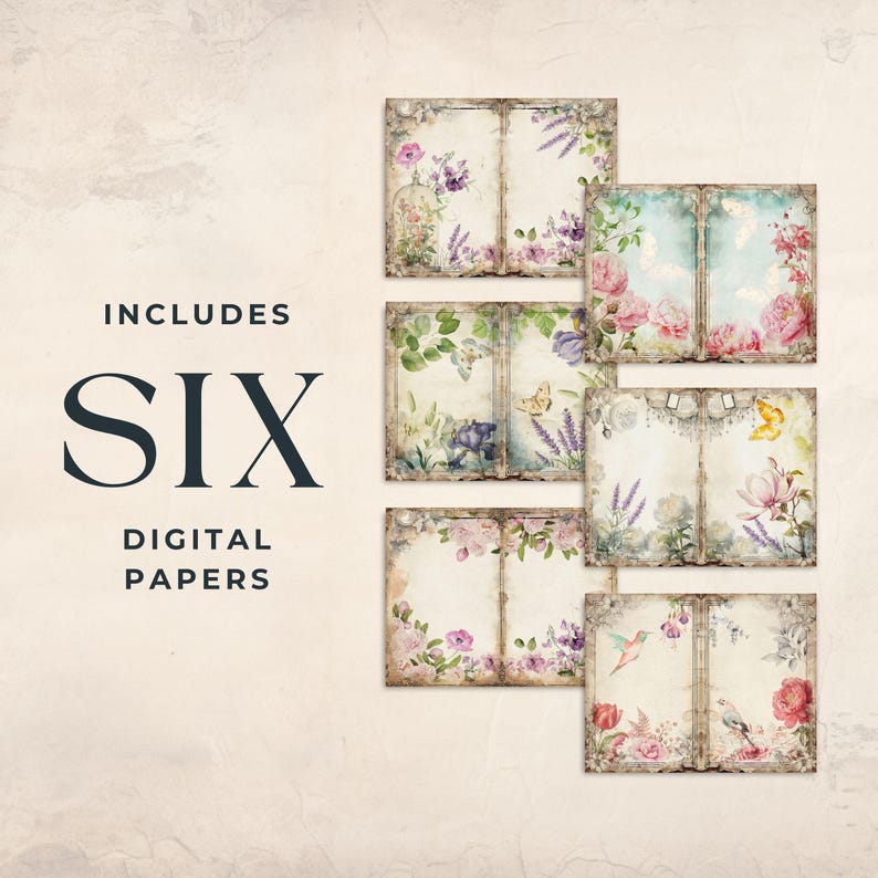 Digital Download | Shabby Chic Floral Junk Journal Digital Pages ...