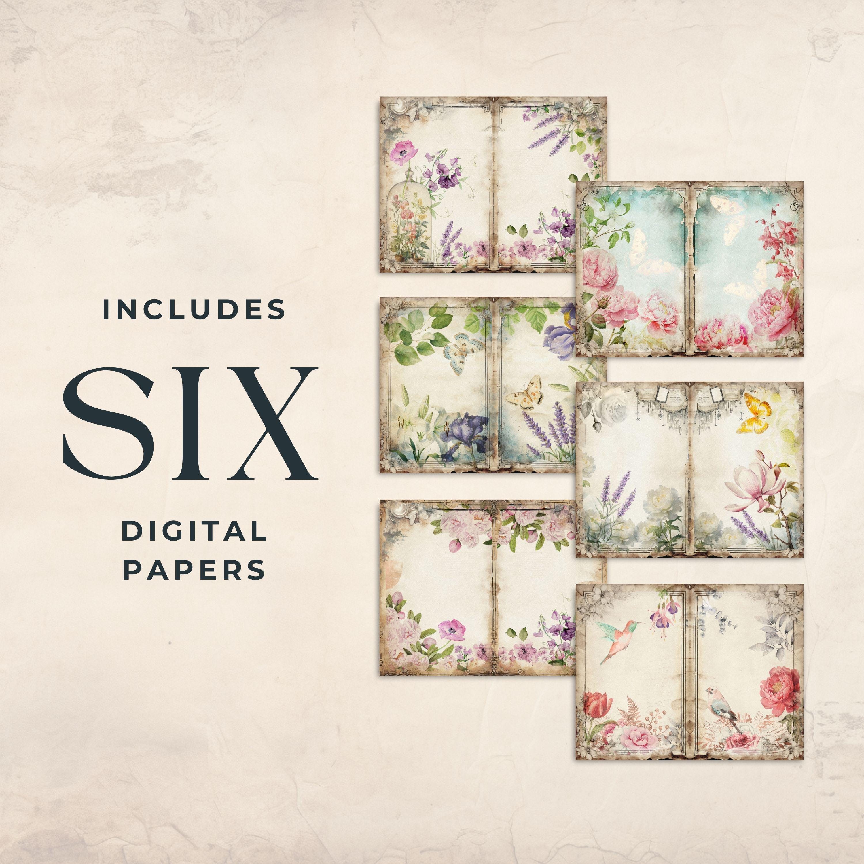 Digital Download | Shabby Chic Floral Junk Journal Digital Pages ...