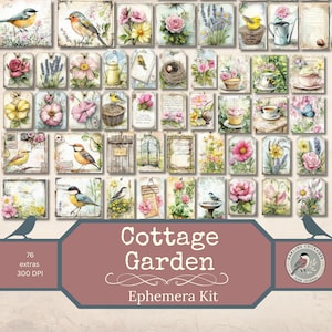 Cottage Garten Ephemera Kit | Printable Junk Journal Extras & Vintage Blumen | Botanische Ephemera | Skurril Scrapbooking | Frühlingshandwerk