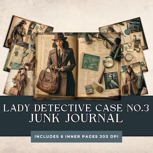 Kit diario spazzatura caso n. 3 Lady Detective / Fascicoli investigativi / Indagini criminali stampabili / Kit artigianali investigativi / Pagine retrò Lady