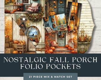 Nostalgic Fall Porches Junk Journal Folio | Vintage Fall Printable | Pumpkin Fall Ephemera | Cozy Autumn Scrapbooking |  Thanksgiving Craft