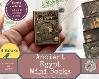 Ancient Egypt Mini Books – Printable Set of 4 I Illustrated Vintage Junk Journal Inserts | Egyptian History |  Junk Journal Miniature Kit