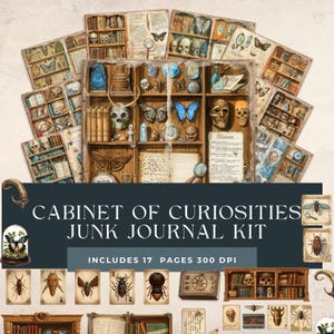 Kit imprimible de diario basura del Gabinete de curiosidades / Descarga digital de historia natural / Efímeras científicas antiguas / Manualidades con papel fósil