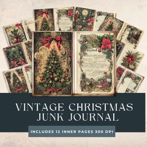 Vintage kerstdagboekkit | Traditioneel kerstcadeau | Rood en groen | Dagelijks december | Winterjunkjournaalvoorraad I oud boek