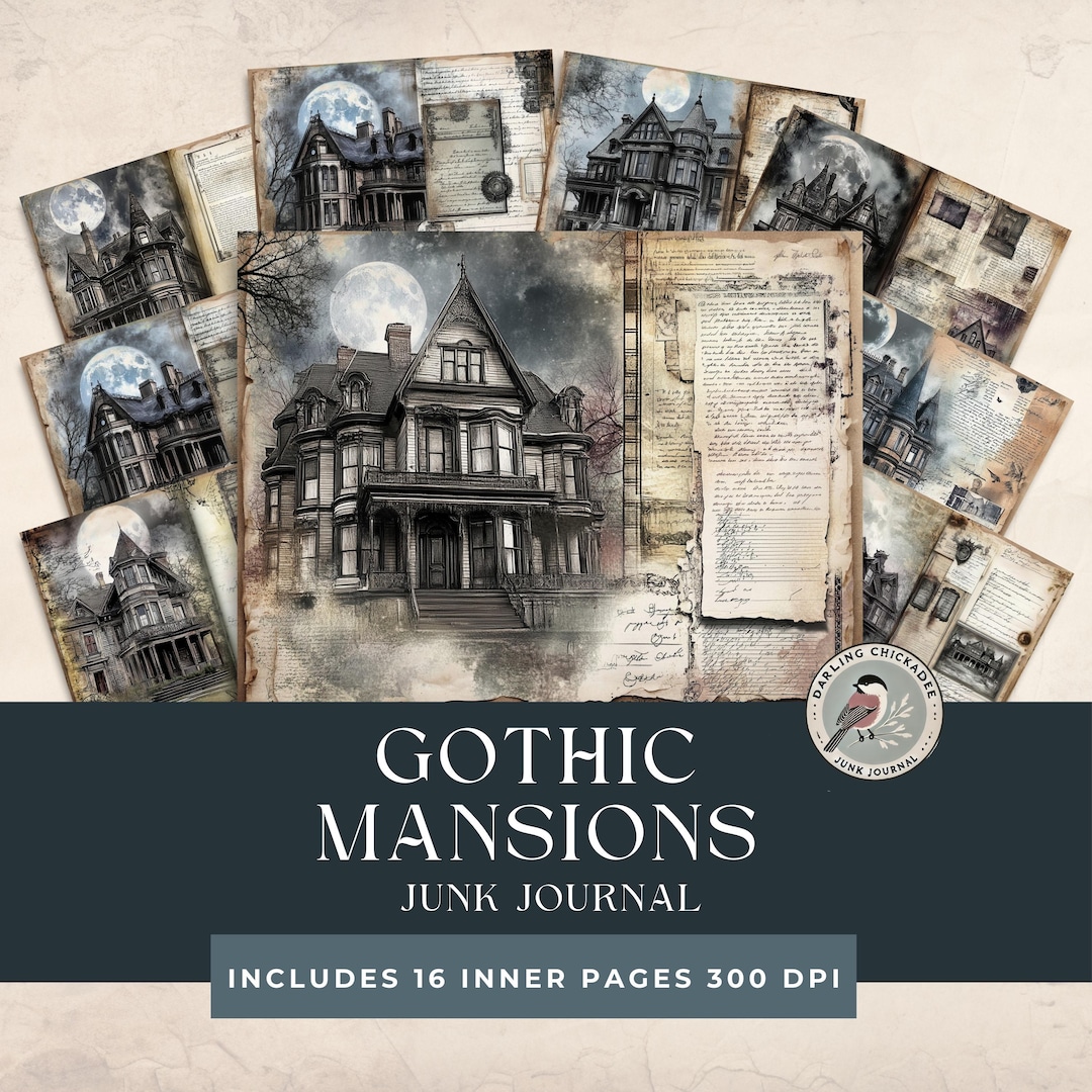 Gothic Mansions Junk Journal | Haunted Mansion Pages | Gothic Scrapbook ...