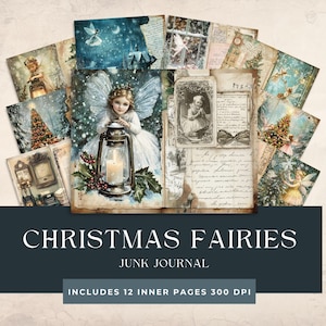 Diario di Natale delle fate / Pagine di fate di Natale vintage / Stampabile stagionale / Carta per album di ritagli di Natale magico / Fate delle feste