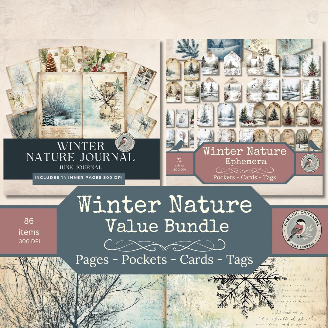 Winter Nature Junk Journal Bundle • 86-piece Printable Kit • Vintage ...