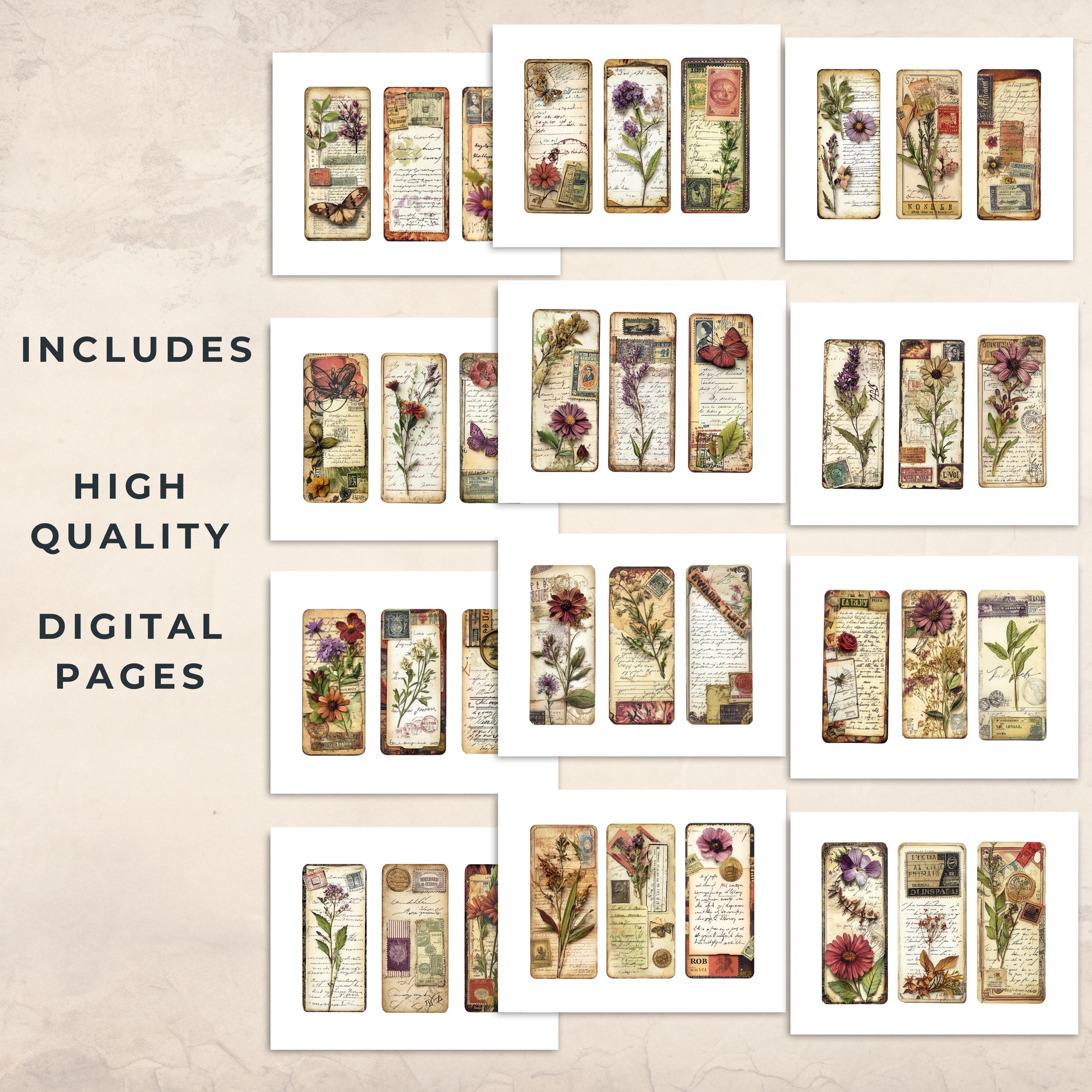 Vintage Botanical Ephemera Kit | Printable Junk Journal Extras ...
