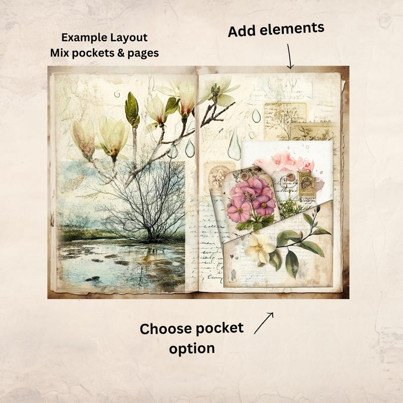 Spring Nature Value Bundle | Botanical Junk Journal Kit | Pages Pockets ...