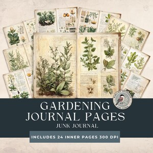 Pages de journal pour le jardinage | Éphémères botaniques vintage | Pages imprimables de fines herbes | Graine de fleur vintage |  Collage jardinage vintage