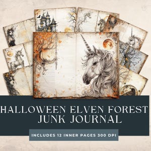 Halloween Digital Download | Fantasy Backgrounds | Elven Forest Digital Pages | Junk Journal | Halloween Journal Pages | Spooky Collage