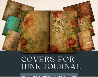 Vintage Junk Journal druckbare Cover | Vintage Bezug | Floral Junk Journal Printable | Digitaler Download | Junk Journal Kit