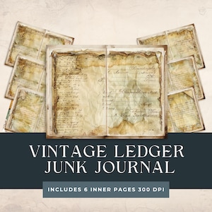 Diario spazzatura vintage Ledger / Documenti a righe vintage / Pagine di taccuino vintage / Documenti di sfondo vintage / Stampabili di libri alterati