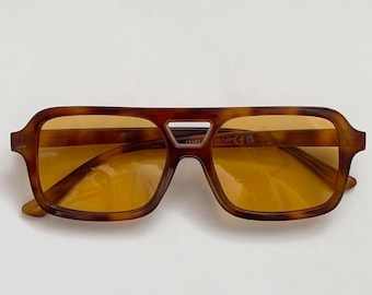 Lunettes de soleil aviateur marron/havane style vintage écaille de tortue - Homme et femme | Dixie