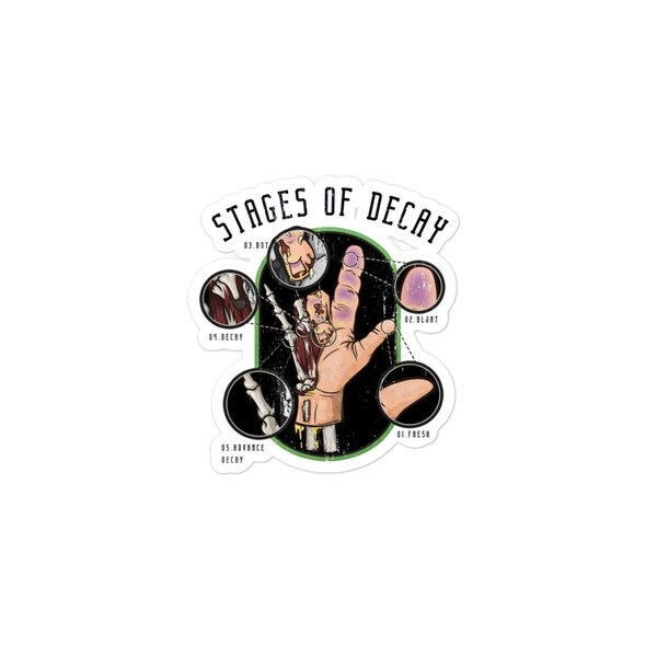 Stages of Decay Forensics Sticker - Mortician & Mortuary Science - Funeral Director Bubble-free stickers