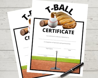 Baseball Certificate, Achievement, Award, Sports MVP, Certificate of Completion, Sports Award, Printable, Instant Download, Print at Home