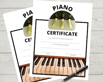 Klavier Zertifikat, Achievement, Auszeichnung, Musikpreis, Abschlusszertifikat, Musikpreis, druckbar, Sofortiger Download, Print at Home