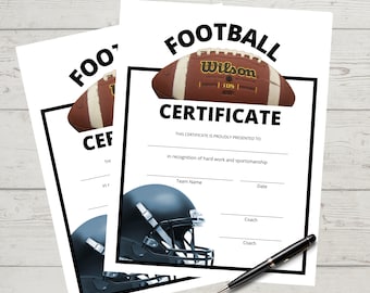 Football Certificate, Achievement, Award, Sports MVP, Certificate of Completion, Sports Award, Printable, Instant Download, Print at Home