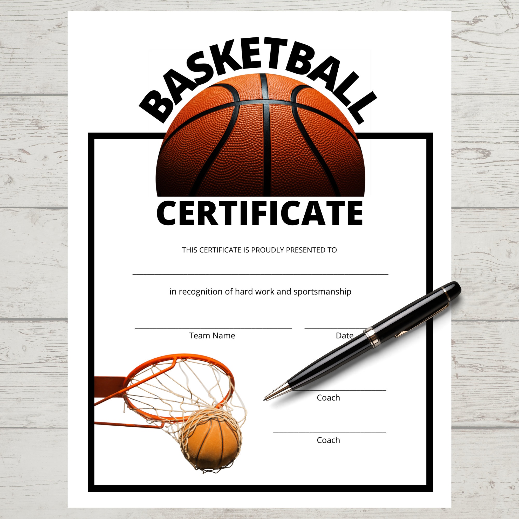 Basketball Certificate, Achievement, Award, Sports MVP, Certificate of(07)