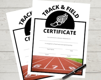 Track and Field Certificate, Running Award, Certificate of Completion, MVP Award, Sports award, Print at Home, Digital Download, Achievement