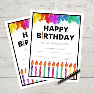 Happy Birthday Card, Certificate, Birthday Card, Student Birthday Award, Digital Download, Kids Birthday, School Birthday Award,Student Bday
