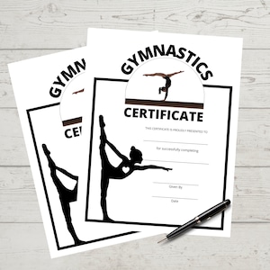 Gymnastik Zertifikat, Achievement, Auszeichnung, Sport MVP, Abschlusszertifikat, Sport Award, druckbar, Sofort Download, Print at Home