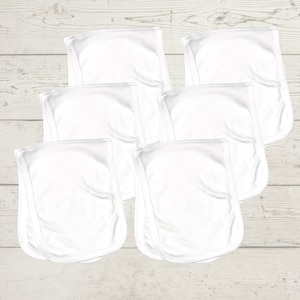 Baby Blank Burp Cloth, white burp cloth, 65 35 polycotton, 6 pack, Personalized-Custom-Sublimation-Screen Printing-Heat Transfer-Baby Blanks