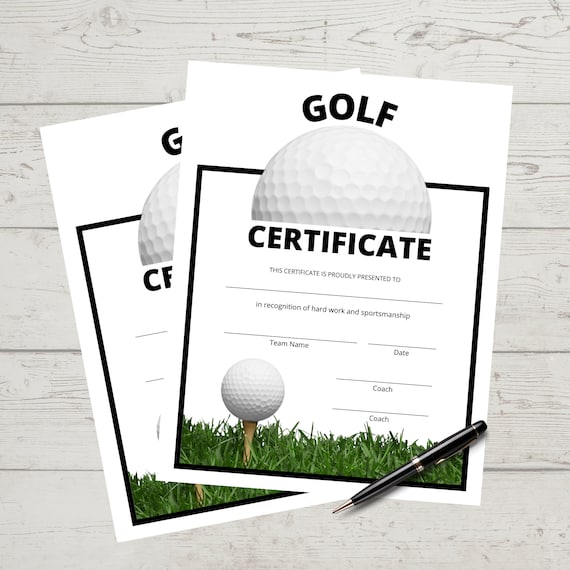 Golf Certificate, Achievement, Award, Sports MVP, Certificate of
