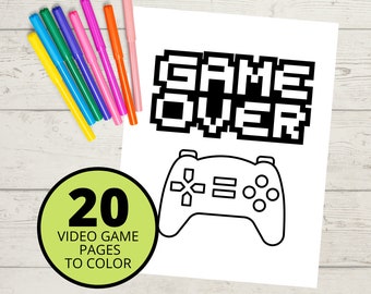 Kids Coloring Pages, Video Game Sheets, Gamer Wall Art, Print at Home, Game Art, Boys and Girls Coloring Sheets, Digital Download, DIY
