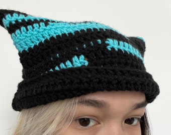 Handmade Crochet Cat Beanie w/ Wrap-Around Stripes! | See “PERSONALIZATION” to pick your own colors!