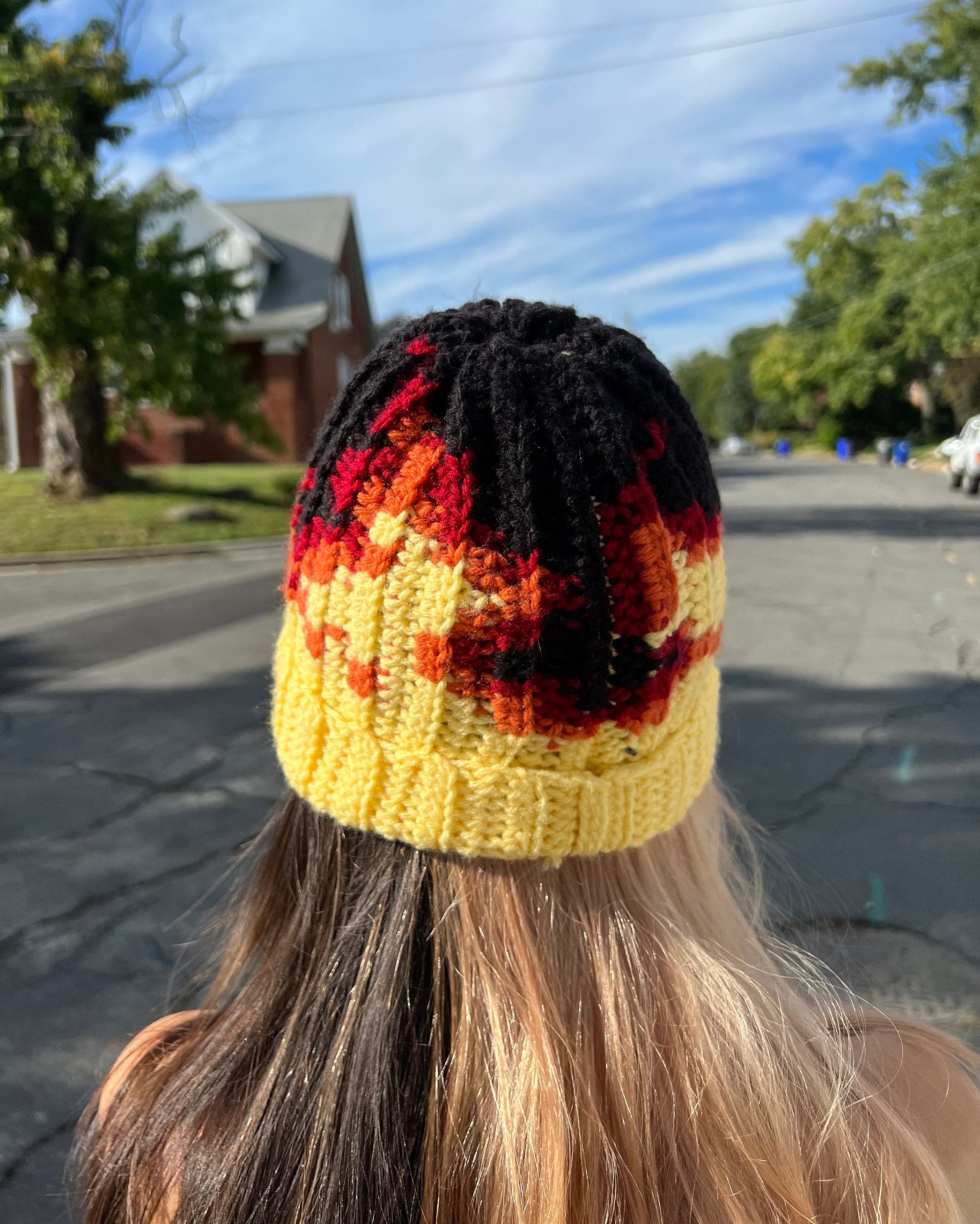 Grenache Black Hand Knit Hat Women, BLACK Knit WOMEN Hand Crocheted  Handmade Winter Hats, Black Red, Gifts for Women 