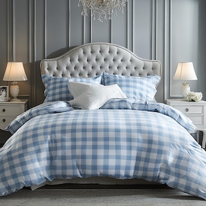Checkered Cotton Duvet Cover Set: Reversible Bedding with Pillowcases