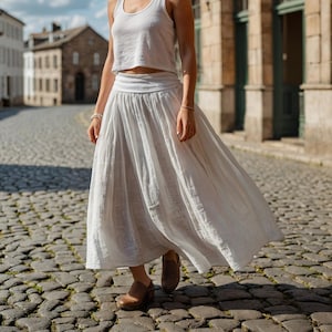 Linen Maxi skirt / Soft Linen Skirt / Summer Maxi Skirt for Women/ Summer cotton Skirt / Linen Long Skirt, Casual loose skirt, White Skirt
